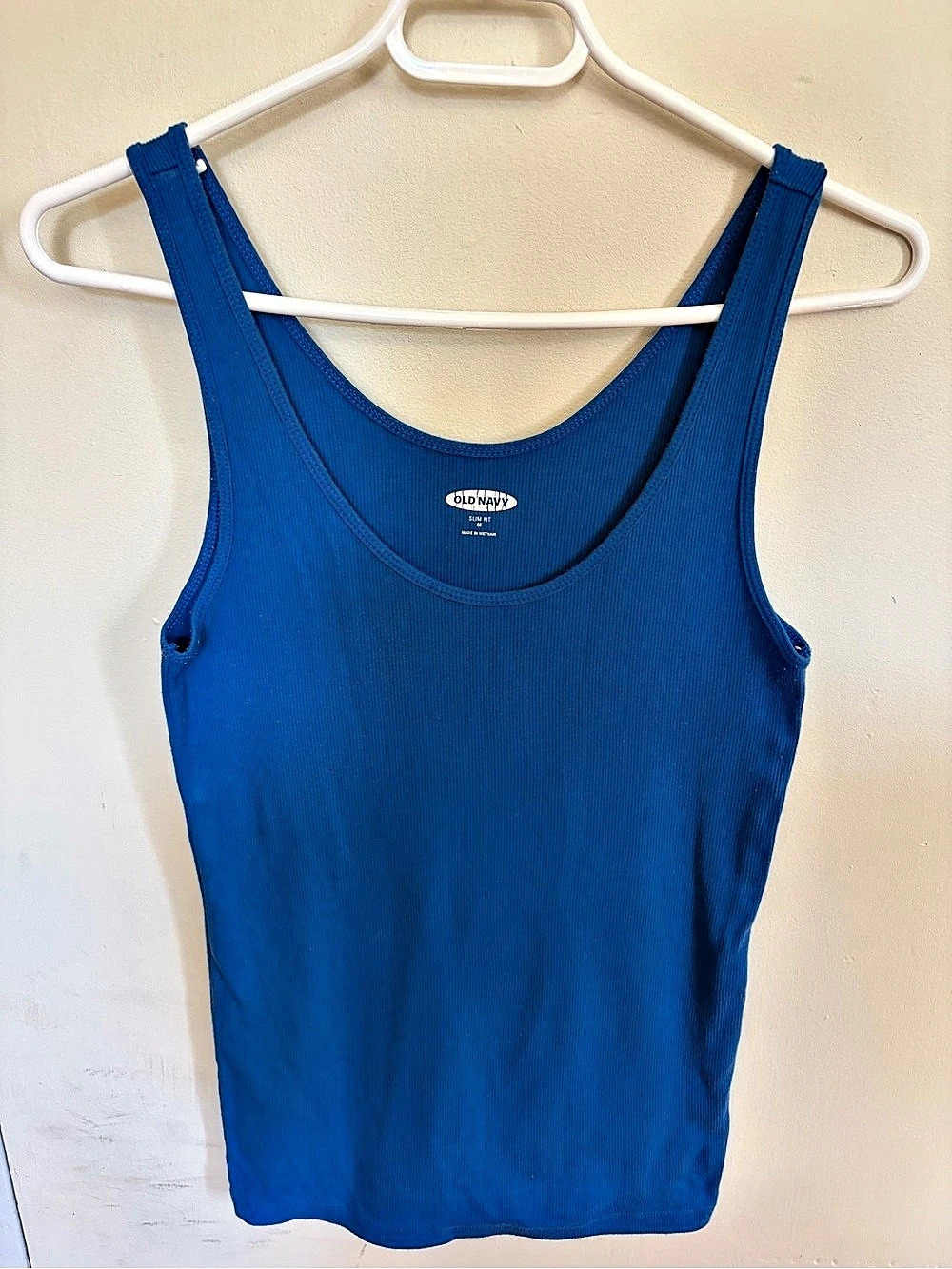 Old Navy Slim-Fit Rib-Knit Tank Top Blue Medium